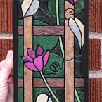 Clematis (mini vertical). Recycled paper-tile mosaic. 106 pieces. $168 tax-free. 5"Wx14"H. Very reasonable shipping available.