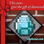 Diamond (mini) . 50 paper tiles. $95. Tax-free. Includes framing. 7.5″x7.5″ Recycled and hand-made papers. Inspired by the game Minecraft.