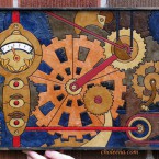 Gears. Recycled paper-tile mosaic. 212 pieces. $321 tax-free. 16.75″W x 13.5″H