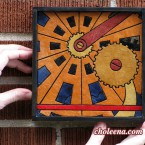 Gears, mini detail 1. 52 paper tiles. $98. Includes framing. Tax-free. 7.5″x7.5″ Very reasonable shipping available.