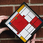 Mondrian Fish, mini. 32 paper tiles. $72. Includes framing. Tax-free. 7.5″x7.5″ Very reasonable shipping available.
