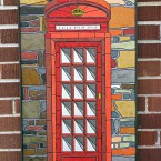 Telephone Booth (small). Recycled paper-tile mosaic. 357 pieces. $524 no tax. 18″W x 29.5″H.