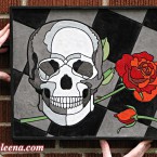 Skull and Rose, small. 143 paper tiles. $231. Includes framing. Tax-free. 13.5 x 17” Very reasonable shipping available.